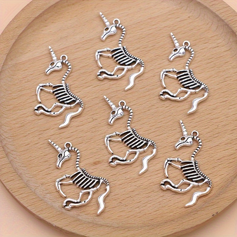 

10pcs Silver Plated Of Unicorn Charms Skeleton Horse Pendants For Jewelry Making Diy Necklace Bracelet Earrings Key Chain Accessories