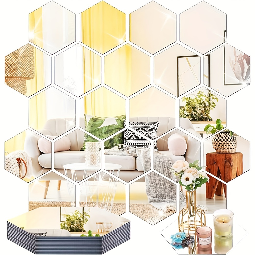 

36pcs, Silver/acrylic Mirror Wall Stickers Hexagonal Mirror Wall Stickers Diy Removable 3d Geometric Hexagonal Mirror Art Setting Wall Decor For Bedroom Living Room Office Kitchen Home Decor