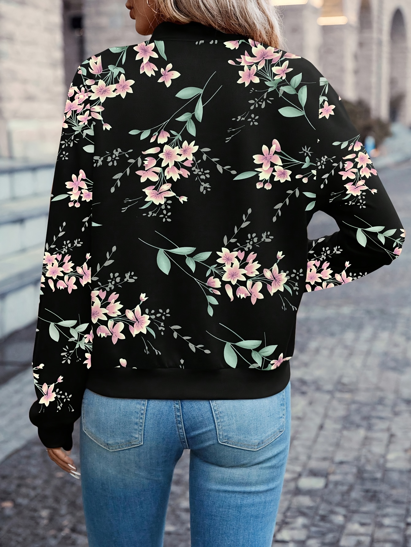 womens elegant floral print jacket white flowers Temu