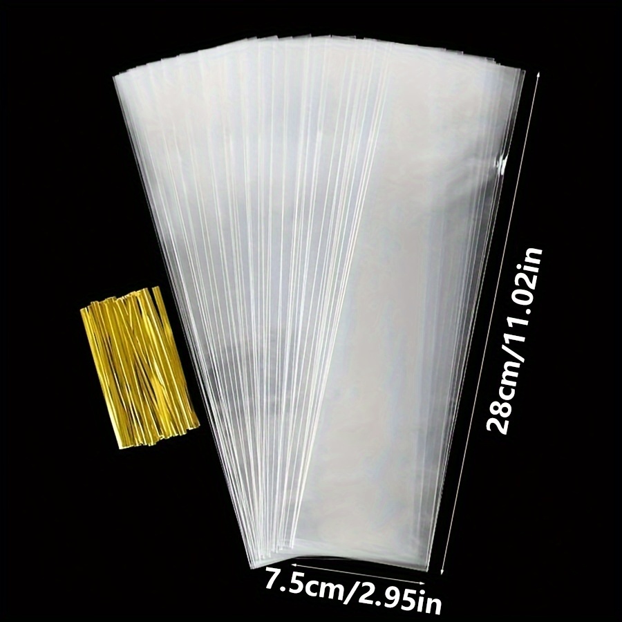 Image of 50-pack, Transparent Long Candy Gift Bags, Plastic Bags For And Lollipops, Wedding And Birthday Decoration Supplies