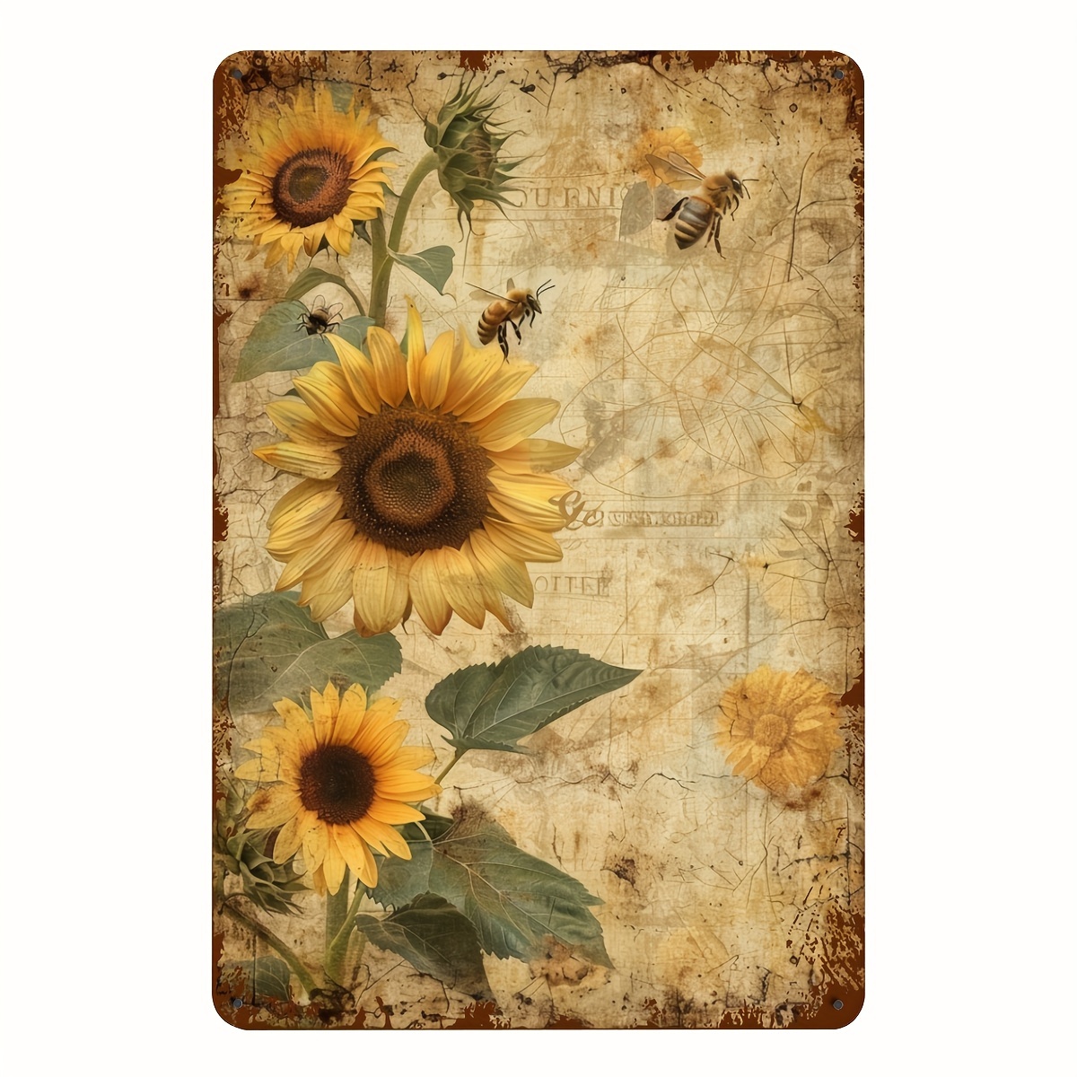 

Vintage Sunflower Metal Tin Sign - 8x12" Wall Art For Home, Bar, Cafe & Outdoor Decor | Durable Iron Construction With Pre-drilled Holes Outdoor Wall Decor Metal Metal Wall Art Decor Outdoor