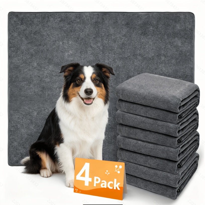 Image of 4 Pack Large Reusable Washable Pee Pads Suitable For Dogs & Puppies - Absorbent Non-slip Leakproof Training Pads With Suitable For Puppy Housebreaking, Potty Training, Whelping For Puppies