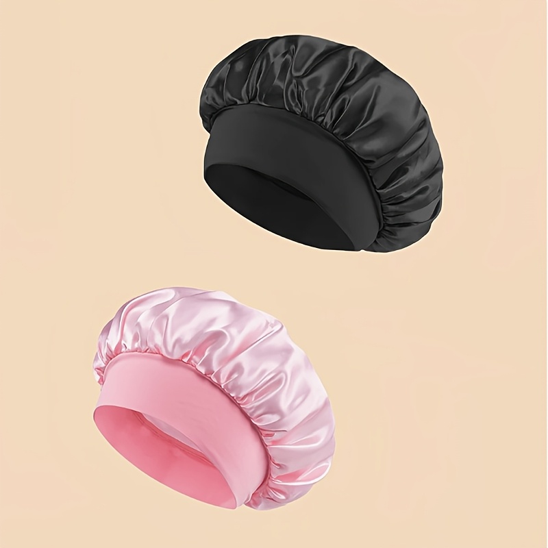 2pcs Bonnet for Sleeping, Satin Hair Bonnets, Soft Elastic Band Sleep Cap