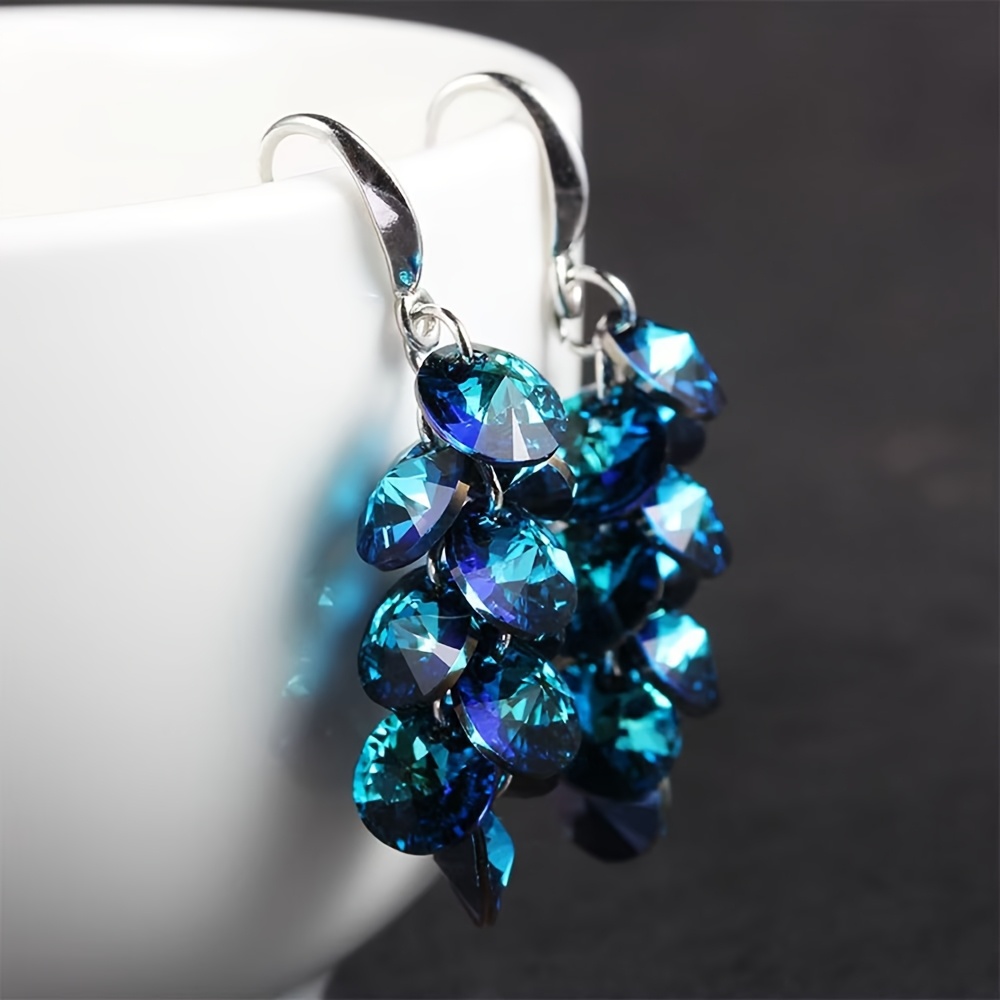 

Elegant Multi-layered Teardrop Earrings, Japan And South Korea Glitter Style, With Blue Artificial Crystal , Copper Ear Needle, For Daily And Party Wear