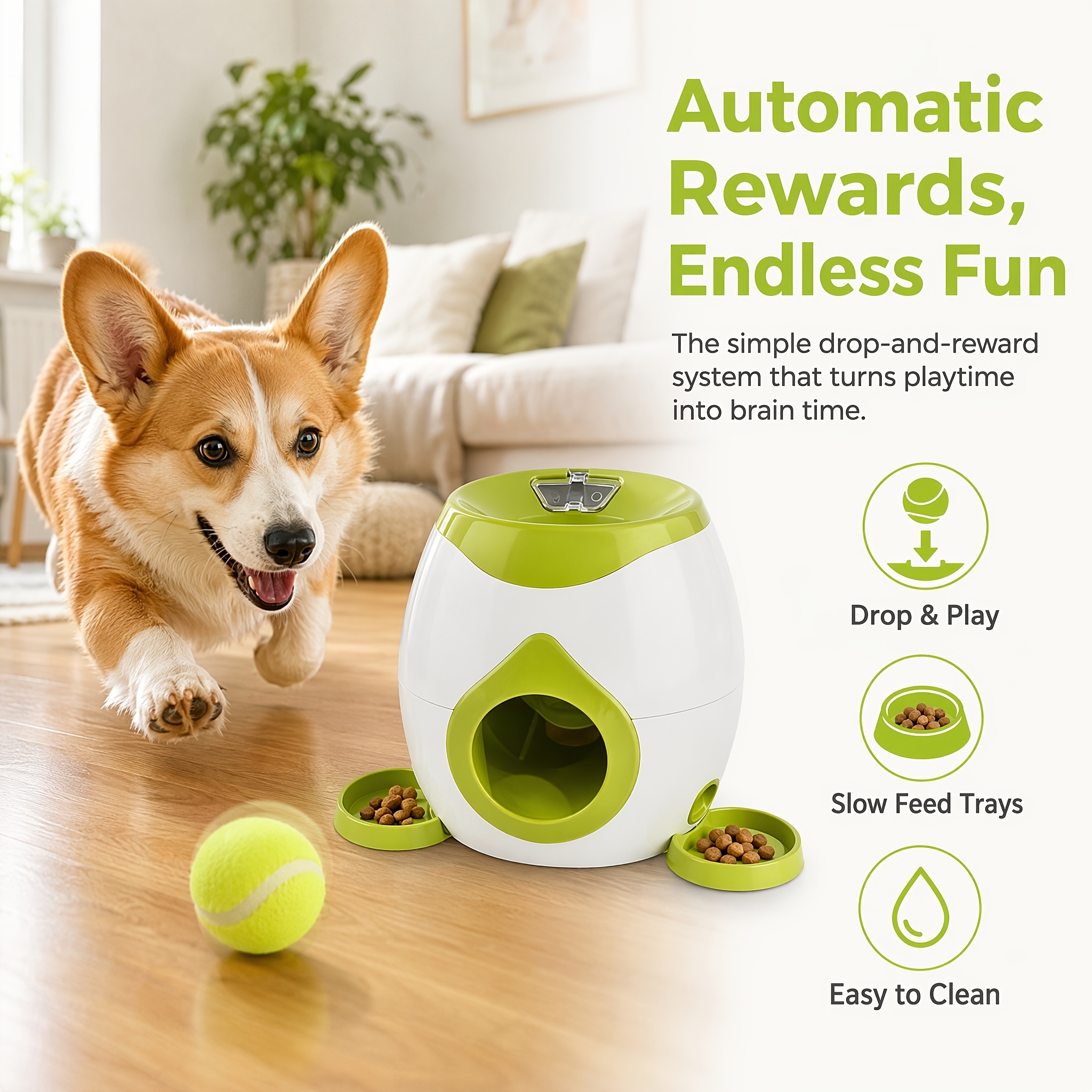 Image of Gravity-powered Dog , Drop-and-play Treat Station With Reward Trays And Play, Suitable For Apartments, Family Rooms, Indoor Play Areas, Gardens And Outdoor Lawns