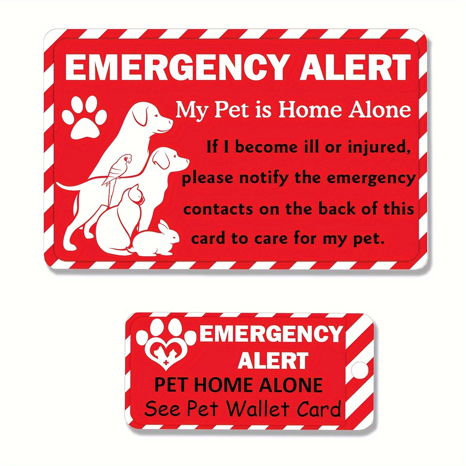 

Emergency Alert Pet Card And Key Tag Set - 2-piece Pet Emergency Contact Wallet Card With Matte Finish In English For Dogs And Cats, Essential Safety Information For Pet Owners