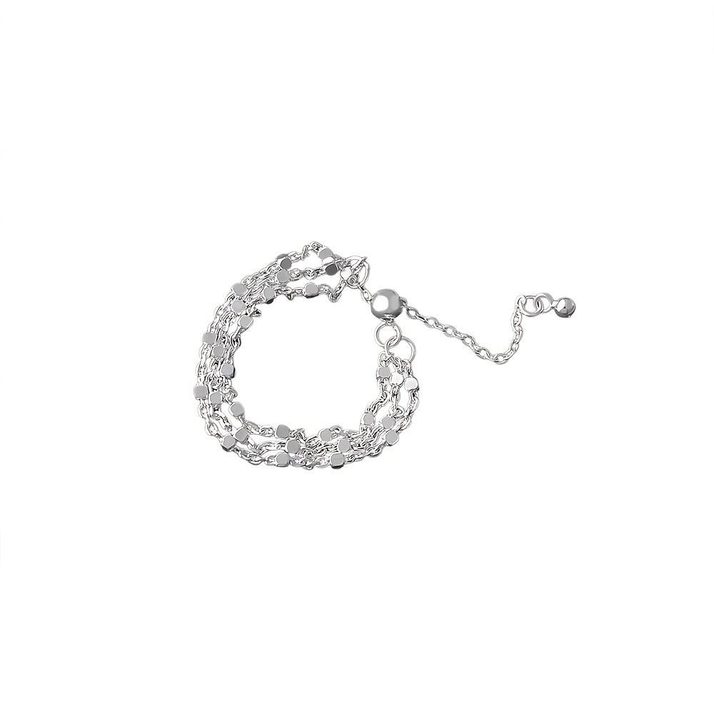 S925 Silver Multi-Layer Beaded Thin Bracelet, Adjustable