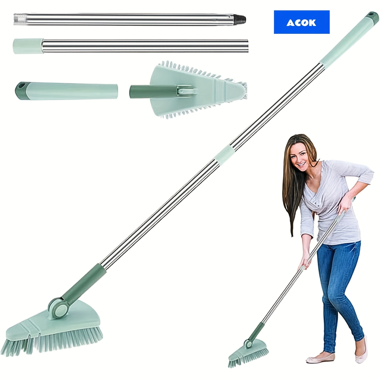 TEMU 1pc Floor Scrub Brush- Hard Bristle, Durable Long Handle- For Bathroom Tub, Tile& Floor Cleaning- Suitable For Back To School& Everyday Use- Cleaning Supplies