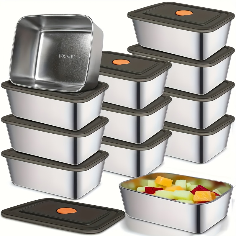 

Stainless Steel Food Storage Containers Set, Airtight Seal Preserving Lunch Boxes, , Microwave & Dishwasher Safe, For Meal Prep Bowls