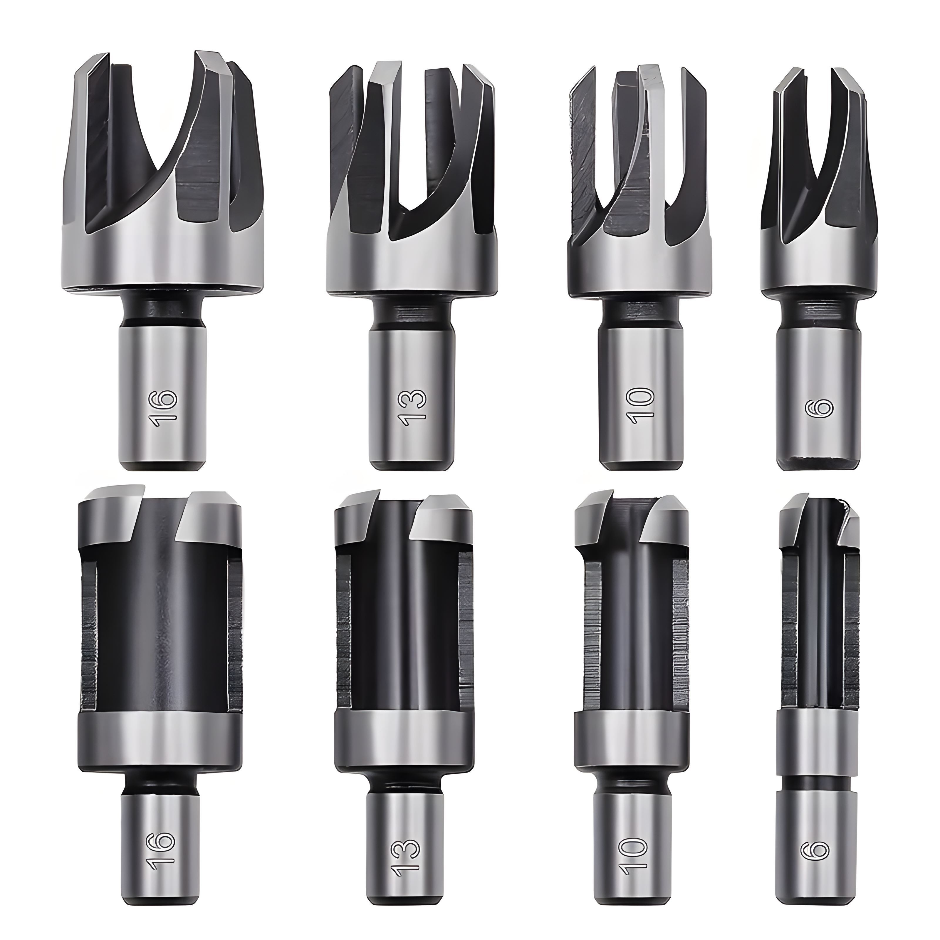 

8pcs Wood Hole Plug Cutter Set-high Carbon Steel Cutter Tools-cork Dowel Shank Drill Bit Knife Fit For Woodworking 6mm 10mm 13mm 16mm (1/4 3/8 1/2 5/8)