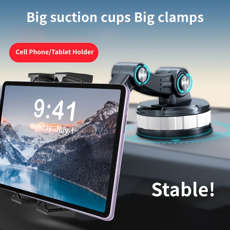 

Adjustable Long Arm Truck Mount With Big Clamps, Universal Cell Phone/tablet Holder, 360° Rotation, Durable Abs Material, Strong Dashboard Suction Cup Support For Conditions