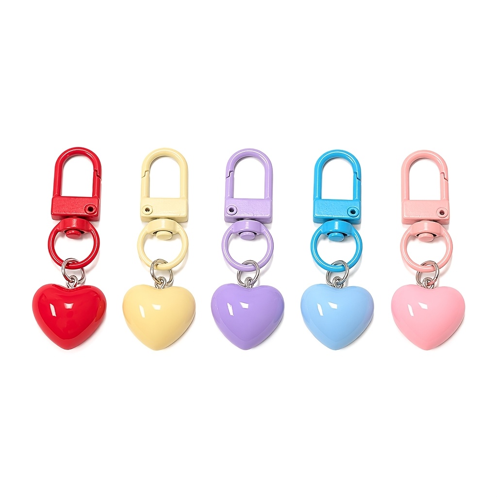TEMU 5pcs Set, Simple And Cute Y2k Style, Heart-shaped Pendant Keychain, Backpack, Key Decoration. Suitable As Birthday Or Valentine's Day Gifts For