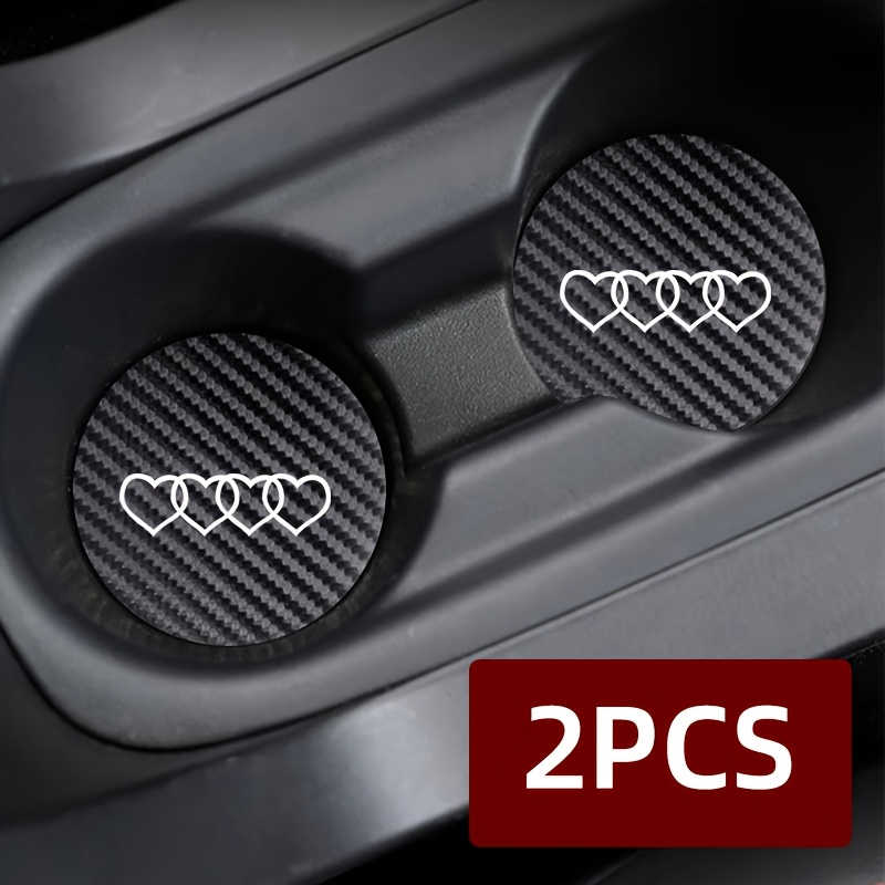 Image of 2pcs "heart" Pattern Car Cup Holder Coasters, Non-slip Heat-resistant Coasters, Suitable For All Vehicles, Interior Accessories For Men And Women, Car Cup Holder Coasters