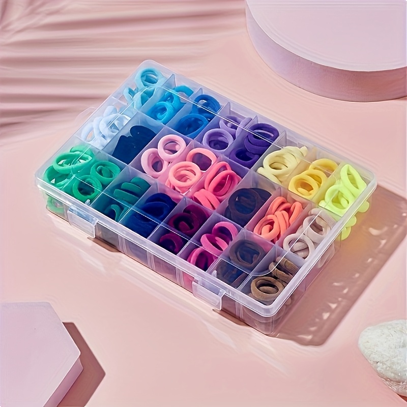 Image of 288pcs Multicolor Hair Ties , 24-color Non-damaging High Elastic Candy-colored Seamless Towel Circle Hair Bands Suitable For Daily Wear, With Detachable Storage Box