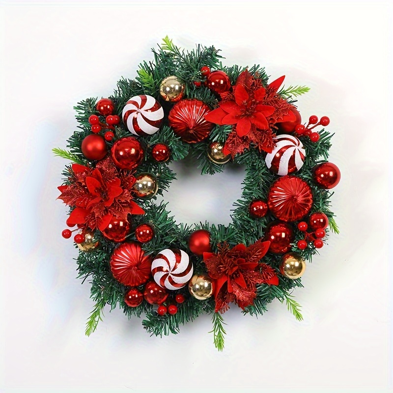 

Lighted Christmas Ball Wreath - No Battery Needed, Feather-free Party Decor For Door & Wall