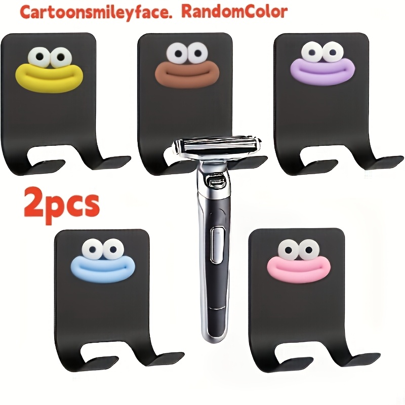 TEMU 2/4pcs Wall-mounted Shaver Racks, Random Color Cartoon Pattern Seamless Hooks No Drilling Shaver Hooks, Wall-mounted Storage Rack, Suitable For