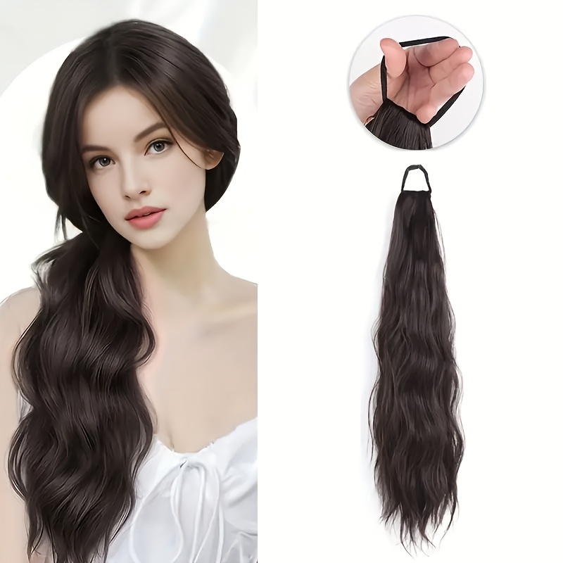 hair bun ponytail wig 18 inch elegant female claw clip extension high temperature synthetic water wave wig suitable for all hairstyles   and   daily wig use 6