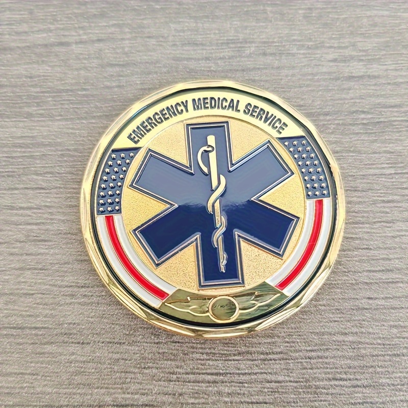 

1pc Ems Challenge Coin Collectible Iron Souvenir Gift, Emergency Medical Service -tone Coin For Collection, Display & Educational Purpose - No Batteries Required, Non-monetary Novelty Item