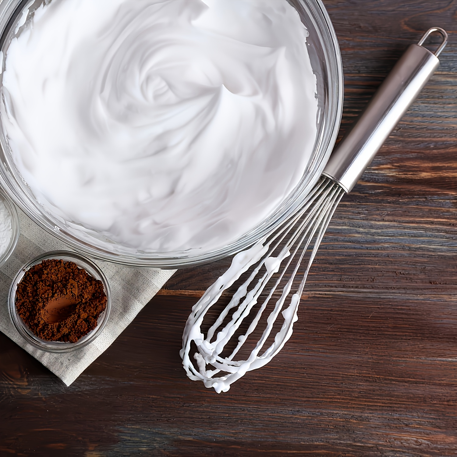 A Set of 3 Stainless Steel Whisks - Manual Kitchen Mixers Suitable for Blending, Whipping, And Stirring - a Bubble Whisk Set Designed for Enhanced Durability, Food-Grade, Easy to Clean, Ergonomic Design - No Batteries Required.