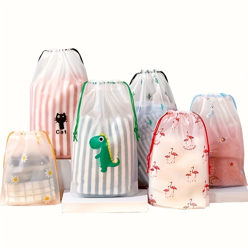 

3pcs Transparent Travel Waterproof Storage Bag Travel Clothes Drawstring Storage Bag
