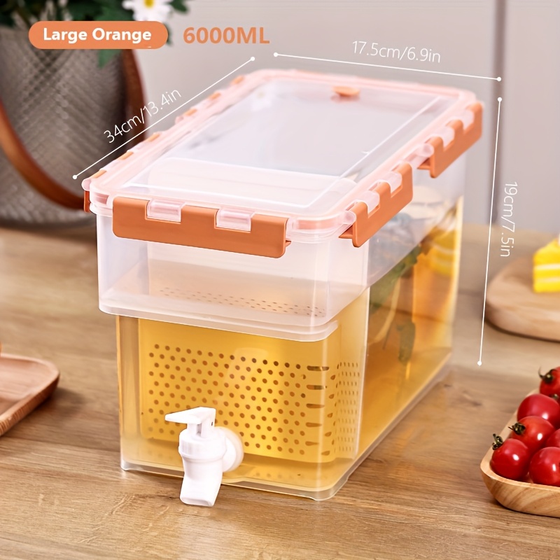 5L/3L Chilled Beverage Bucket, Water Kettle with Faucet for Refrigerators, Beverage Dispenser for Refrigerators, Fruit Tea Pot Made of PP Material, Lemon Water Container, Ideal for Parties, Weddings, Summer Events, And Home Kitchens