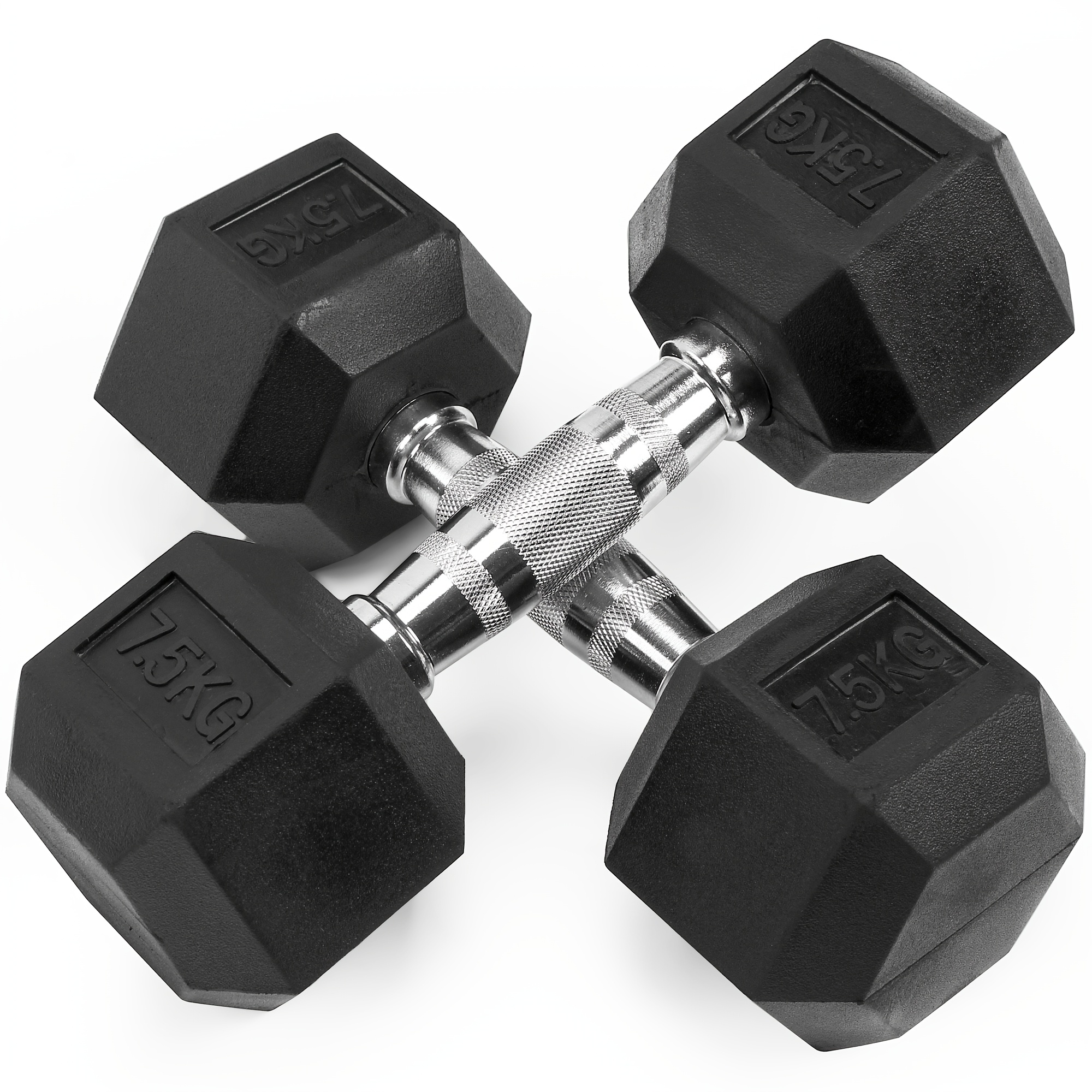 TEMU Dumbbells Set Of 2, Hex Dumbbells Pair, Black Rubber Hex Dumbbell, Household Rubberized Dumbells Set 10kg 7.5kg