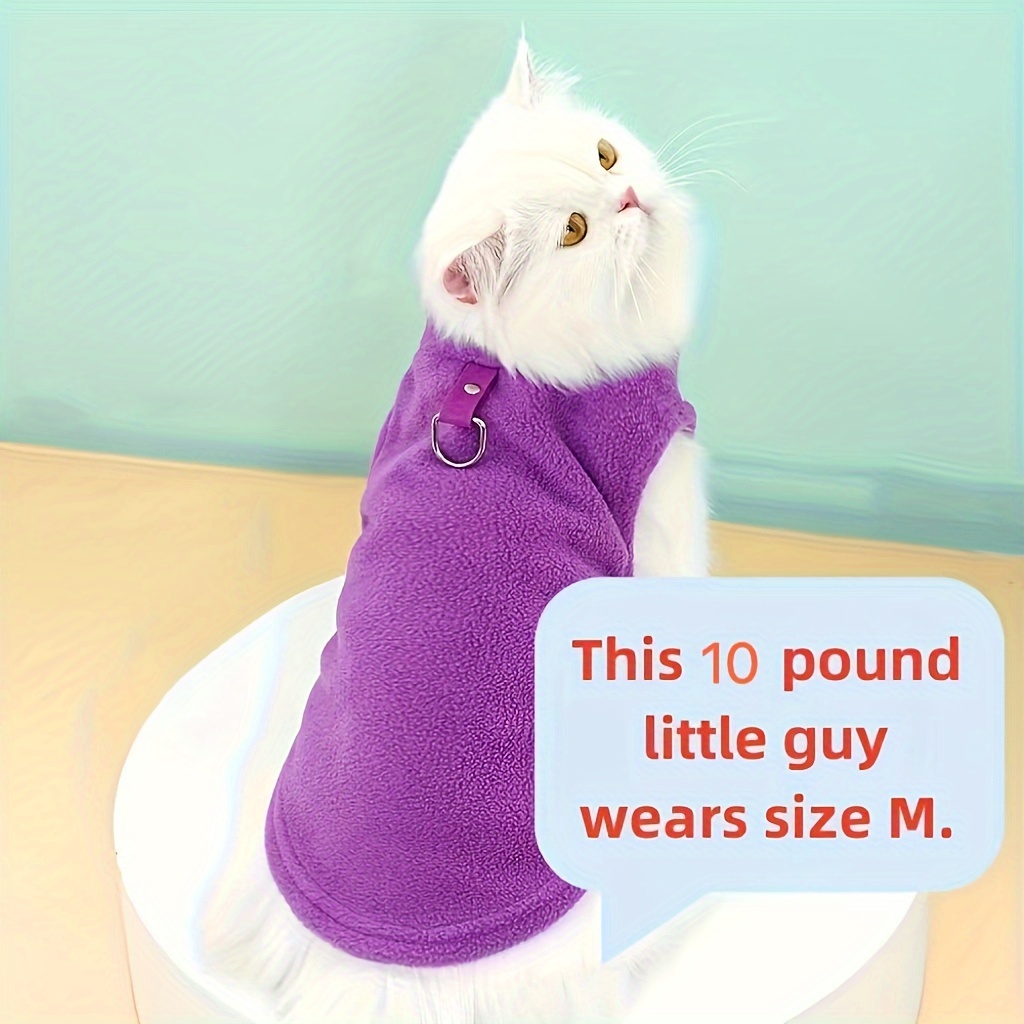 

Warm , Cozy Fleece-lined Pet Vest For Small To Medium - Hand-washable, Solid Color Pullover Sweater For Winter