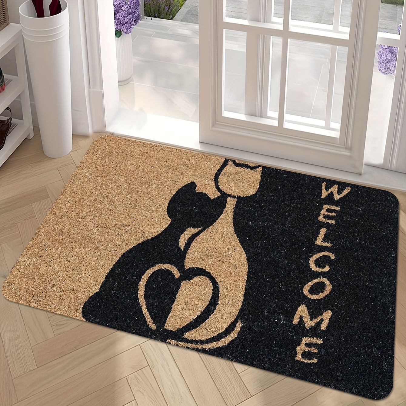 1  pattern welcome doormat polyester non slip easy to clean entrance door rug suitable for bathroom kitchen dining room living room bedroom garden details 5