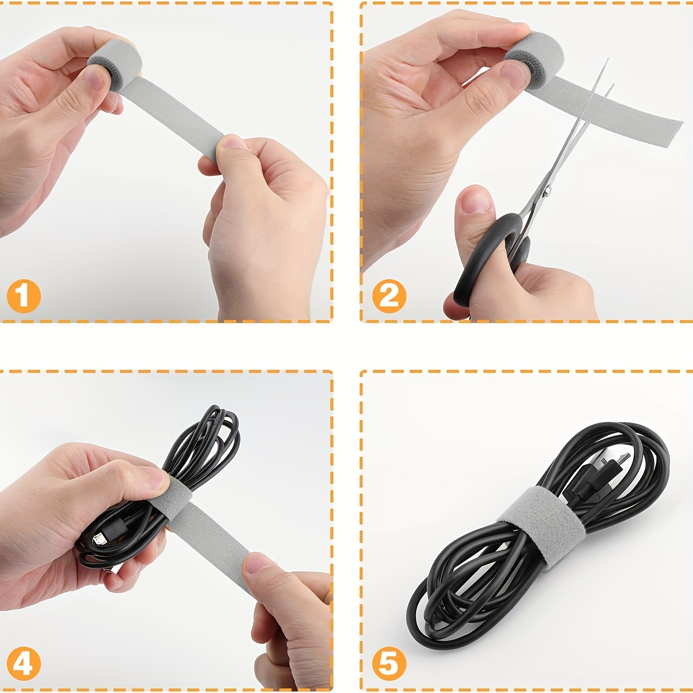 5.0meter Reusable Cable Ties - Multipurpose Cord Organizer Tape for Office & Home, Ideal for Computer and TV Wire Management, Durable Cable Wrap Straps