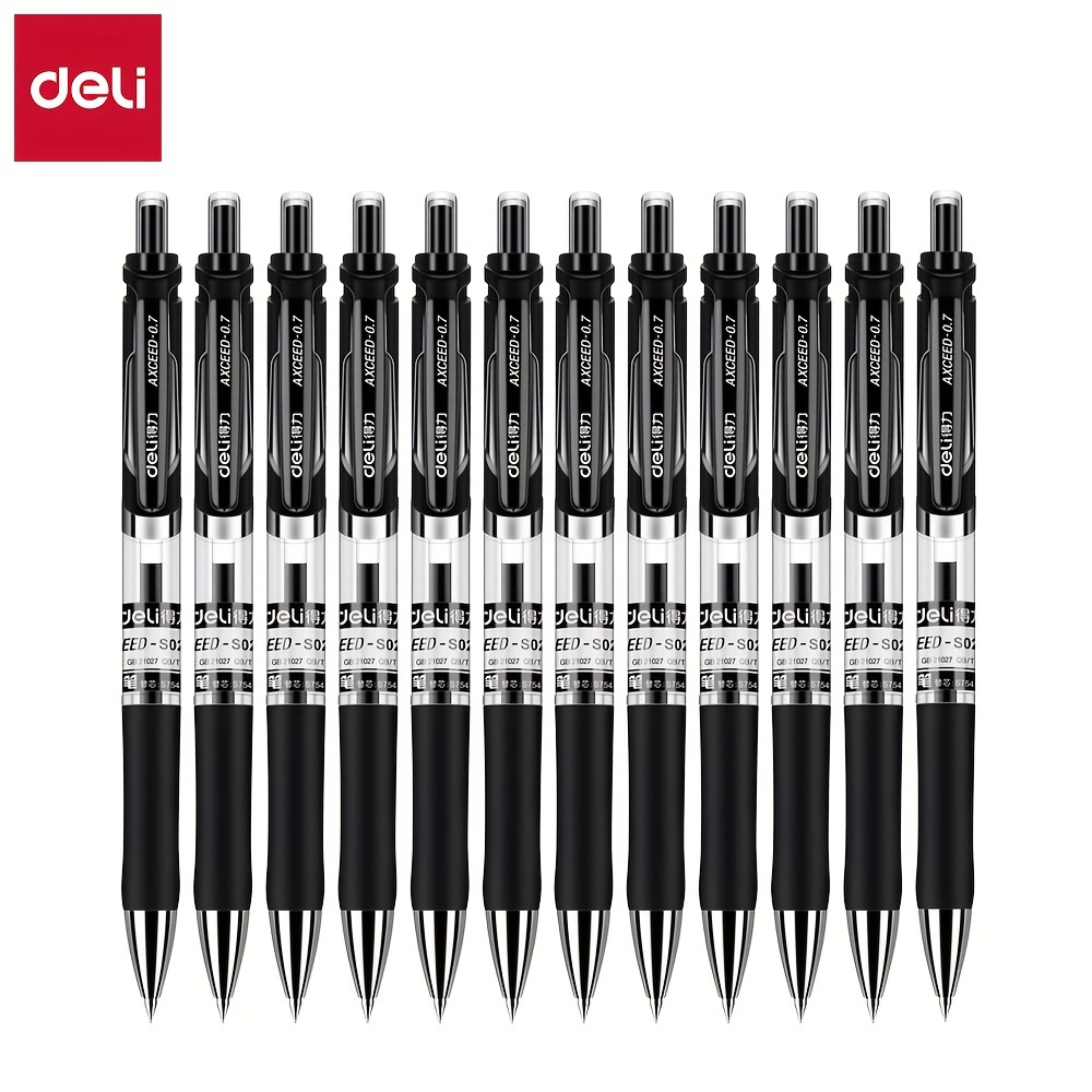 

Deli 12-piece 0.7mm Black Gel Pens - Smooth Writing, Ergonomic Grip, Refillable Ink, Ideal For Office, Conferences & Signatures