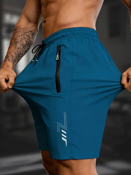 1pc mens quick dry swim trunks lightweight and breathable polyester fabric solid side zipper and drawstring summer beach pool and outdoor activities