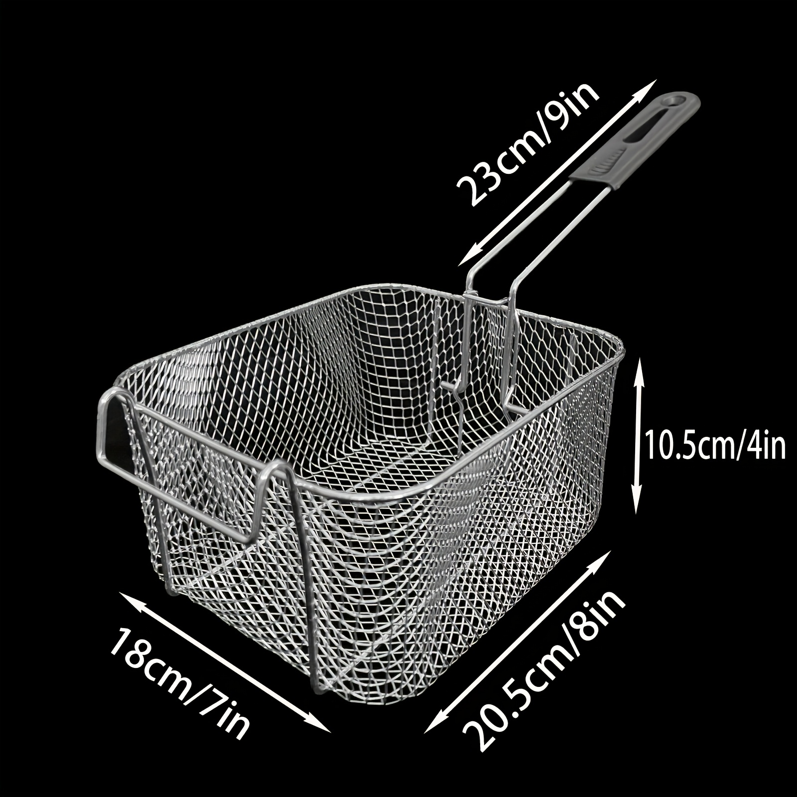 TEMU Commercial Grade Heavy-duty Stainless Fry Basket With Ergonomic Handle & Heat-resistant Mesh Suitable For Fries, Wings, - Deep Fryer Basket For