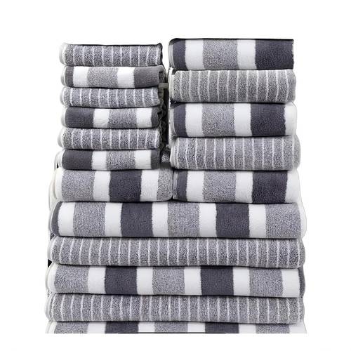 17pcs ultra soft towel set including 5 bath towels 27 56 x 55 12 inches 6 hand towels 13 78 x 29 53 inches and 6 face towels 11 81 x 11 81 inches quick drying absorbent and lightweight suitable for use at and spas
