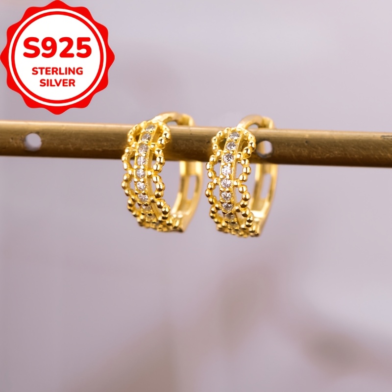Women's S925 Sterling Silver Lace Trim Stud Earrings, Sweet