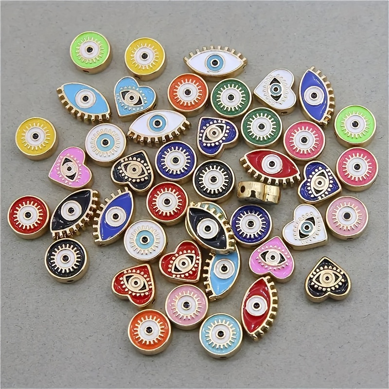 20pcs Eye Multi Alloy Double Sided Beads For Jewelry Making Necklace Keychain Charms Hand Beaded Craft Supplies