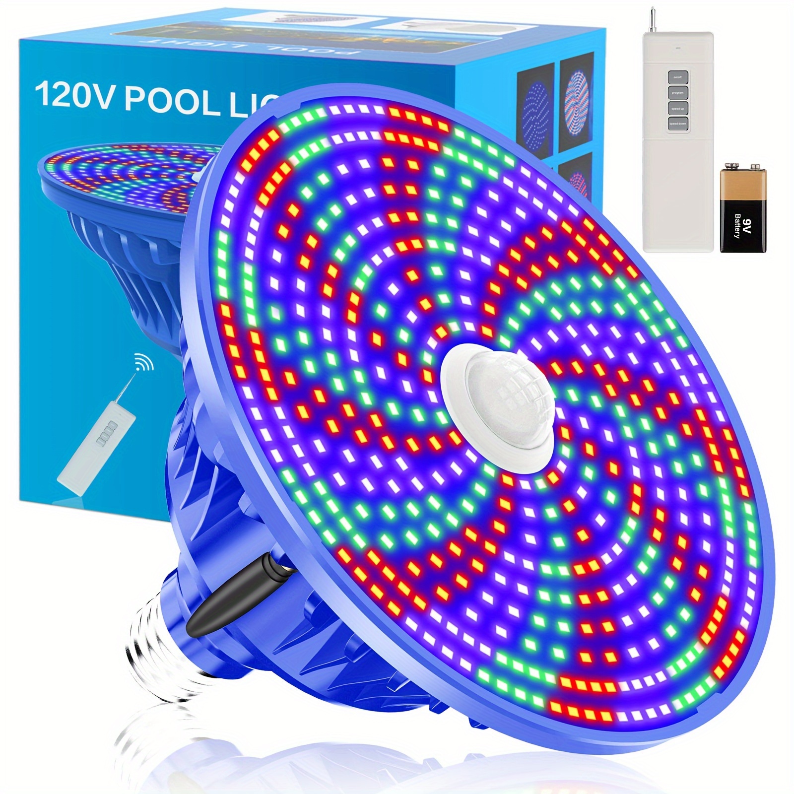 

Led Pool Lights For Inground Pool, Pool Light Bulb 120v 60w With Remote Control Rgb Color Change Led Pool Lights, Base E26/e27 Replacement Bulb For Pentair And Hayward Fixture Blue