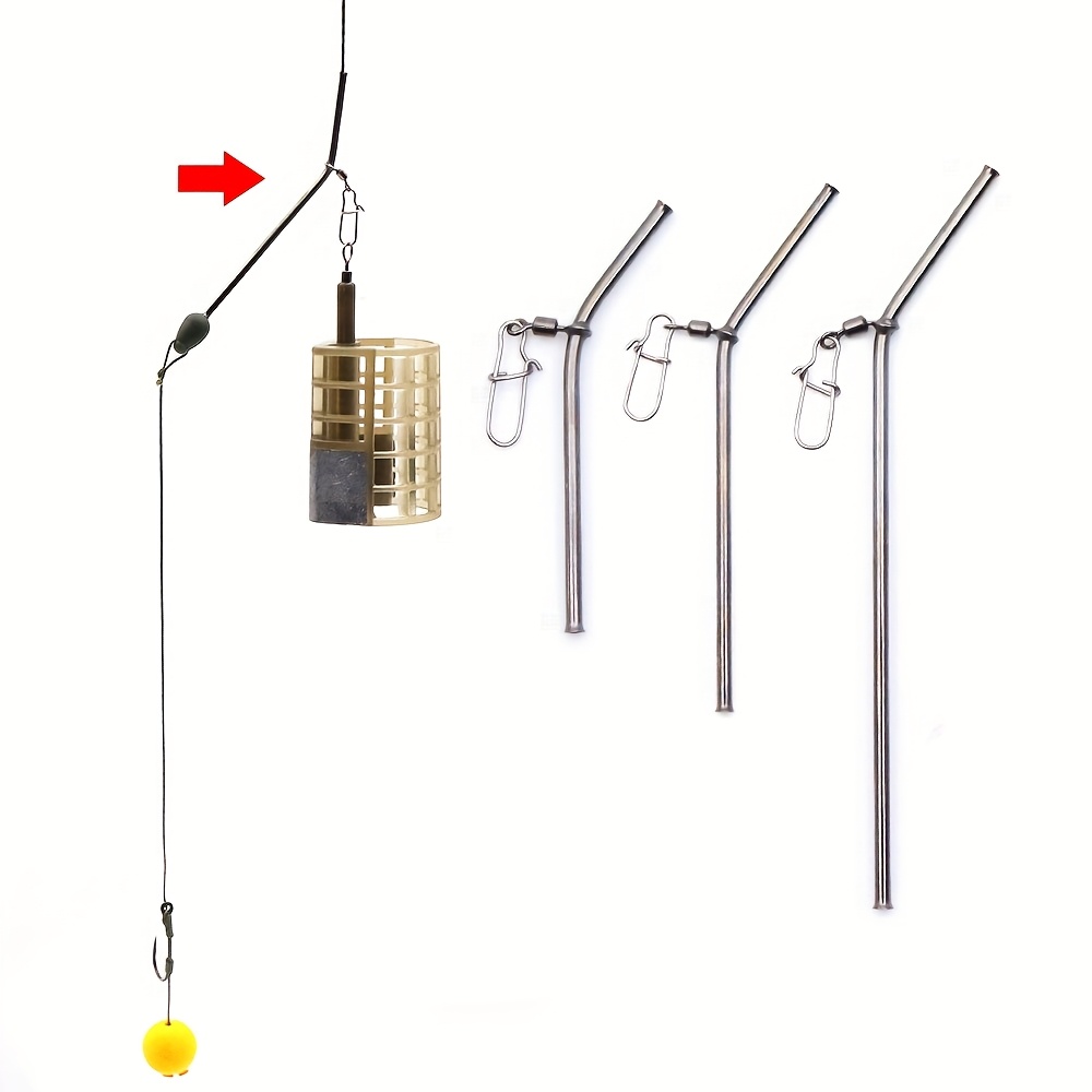 

3pcs Stainless Steel Anti- Carp Fishing With Clip - , -free Feeder Cage Connector Hooks For Presentation And Hook Setting, Fishing Hooks