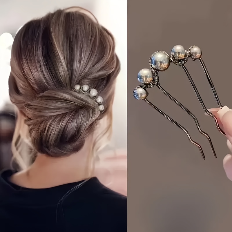 

Elegant U-shaped Hair Comb With Rhinestones & Pearls - Zinc Alloy, Parties, Festivals & , Hair Accessories