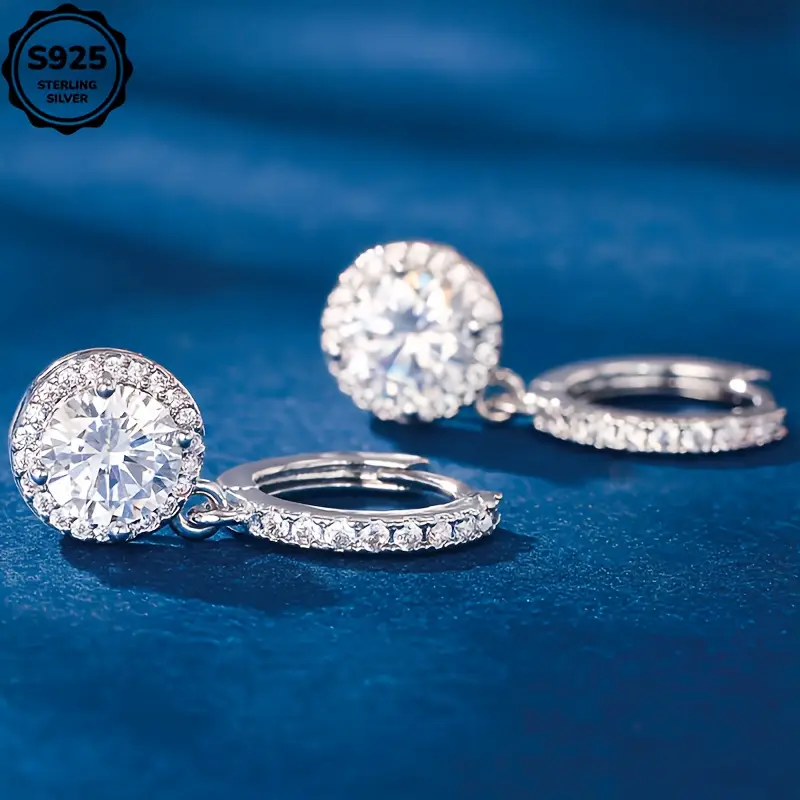 925 silver moissanite earrings ring earrings luxurious and elegant daily gift for wife mother girl birthday gift mothers day gift suitable for wedding and special occasions halloween thanksgiving christmas gift box included Product details 3