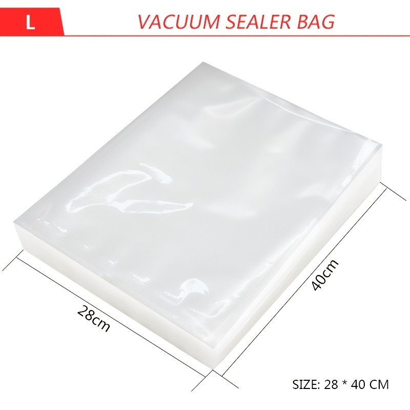 TEMU 100pcs Of Vacuum Sealer Bags In Sizes 15*25, 20*30, And 28*40 Cm, Designed For Food Storage. Precut Bags Are Suitable For Heat Sealing And