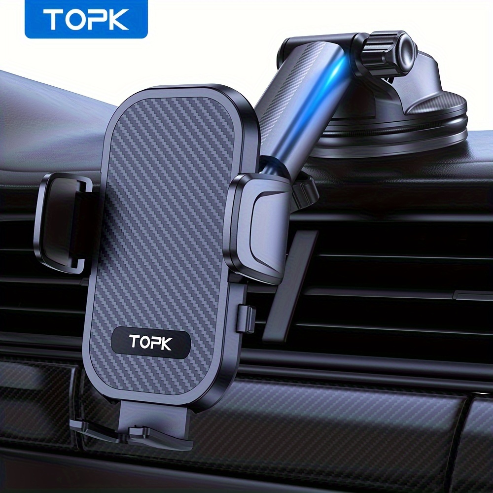 Topk D43n Cell Phone Mount For Car Dashboard, Upgraded Enlarge Contact Surface Support Full-range Adjustment Car Phone Holder For Dashboard Automobile Compatible With All Smartphones