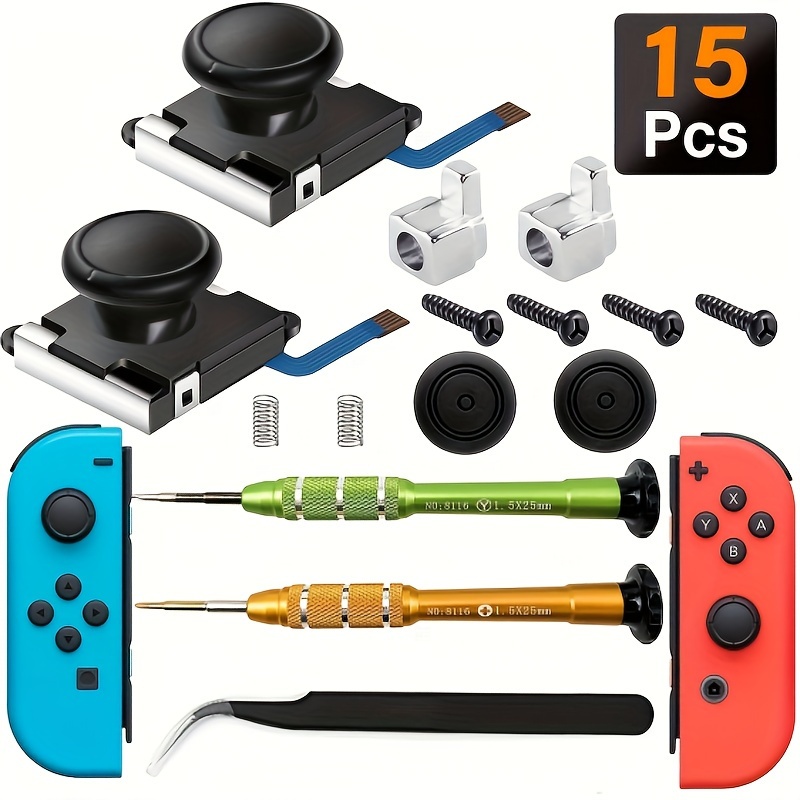 

Tournevis rotatif pour Nintendo Switch, kit d'outils de maintenance professionnel, pour remplacement de joystick, avec pince à épiler, capuchon à et verrou en métal