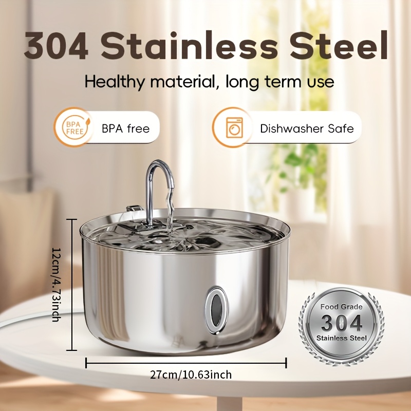 Practical 236oz/7L/1, 8gal Stainless Steel Dog Water Fountain, Automatic Pet Fountain Cat Water Dispenser With Replacement Filters For Cats, Dogs, Multiple Pets, USB Powered Dog Water Fountain With Water Level Window, (FT007 Model), Without Battery 5 Practical 236oz/7L/1, 8gal Stainless Steel Dog Water Fountain, Automatic Pet Fountain Cat Water Dispenser With Replacement Filters For Cats, Dogs, Multiple Pets, USB Powered Dog Water Fountain With Water Level Window, (FT007 Model), Without Battery - Image 5