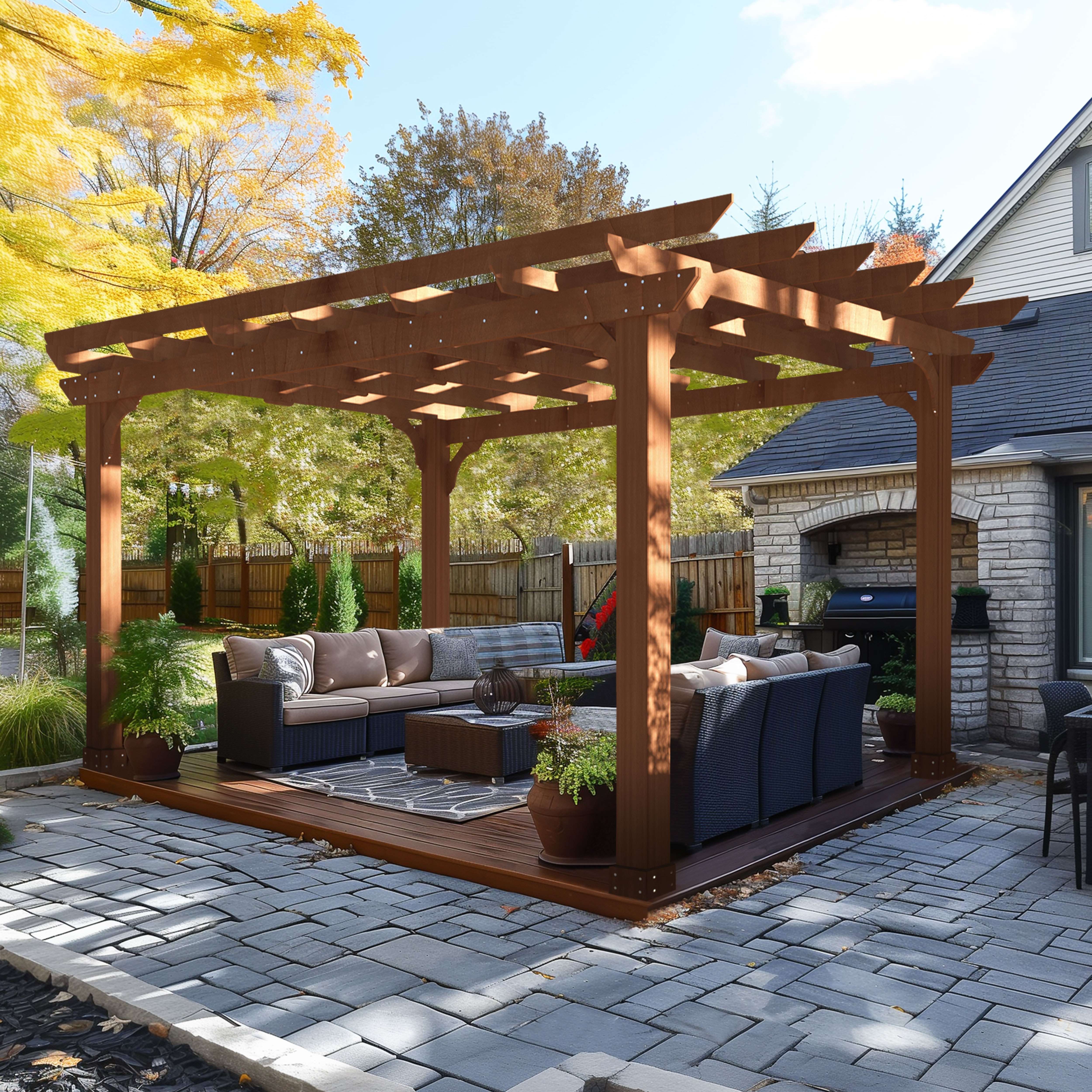 

Patio Wood Pergola, Cedar Pergolas And Gazebos For Deck Yard Garden, Outdoor Pergola With