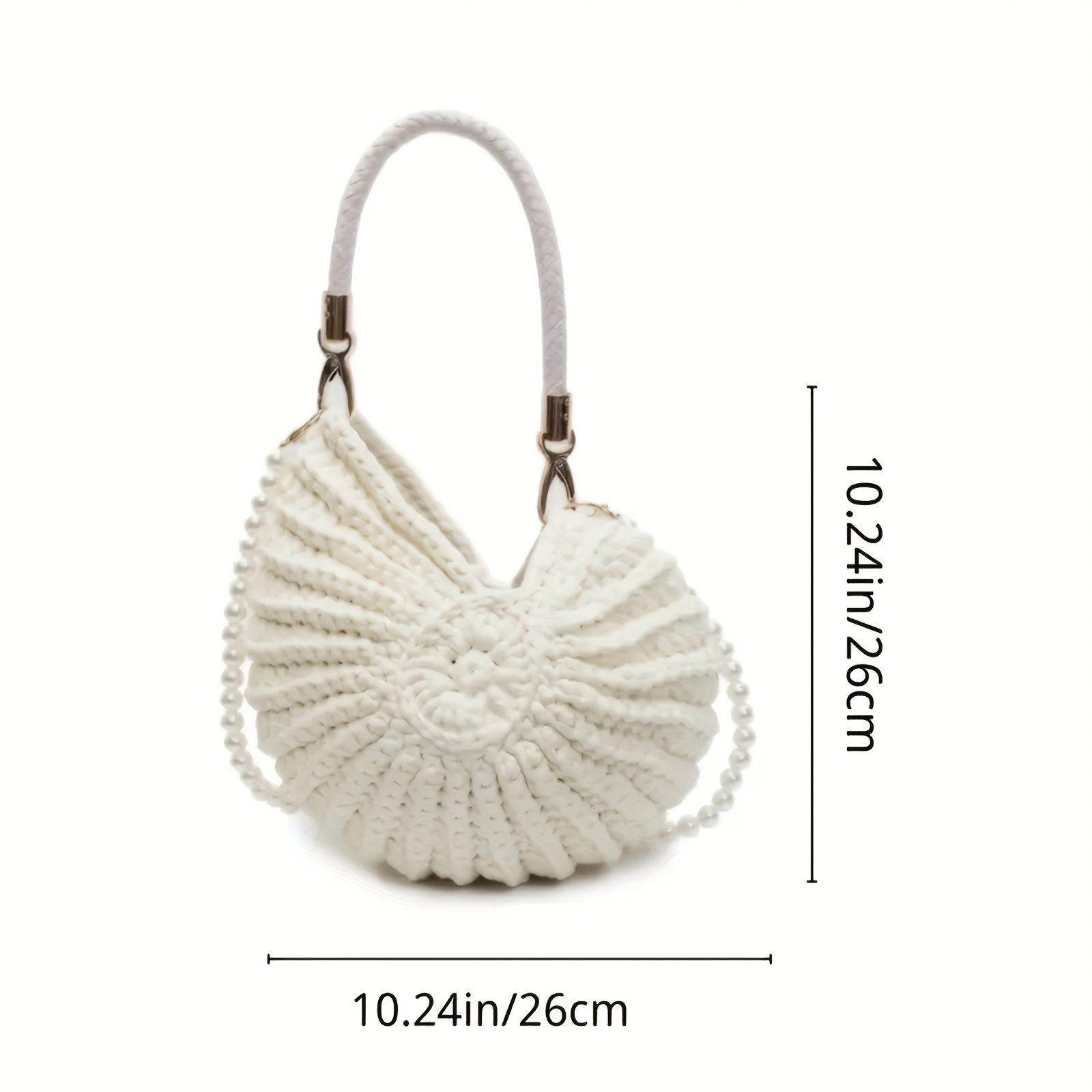 Handwoven Shell Tote Bag with Chain Strap - Large Capacity Bohemian Beach Bag for Women, Beige Summer Vacation Handbag for Casual Outings and Beach Trips, Durable Fashion Design, Beach Bag Accessories, Beach Travel Accessories, Bohemian Style