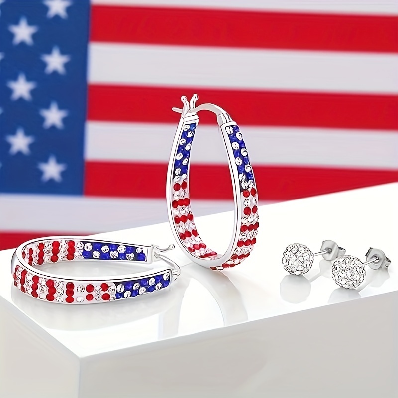 

American Flag Earrings, And Unique, Suitable For Embellishing And Matching Clothes On , And , Gift Gift Box