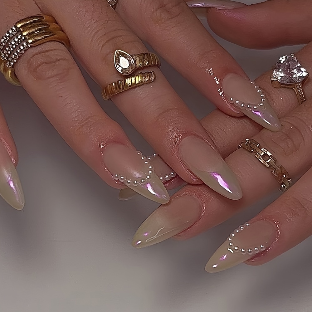 

24 Pcs Press On Nails Long Fake Nails Silave Glitter Artificial Reusabe False With Rhinestone Nails For Women And Girl