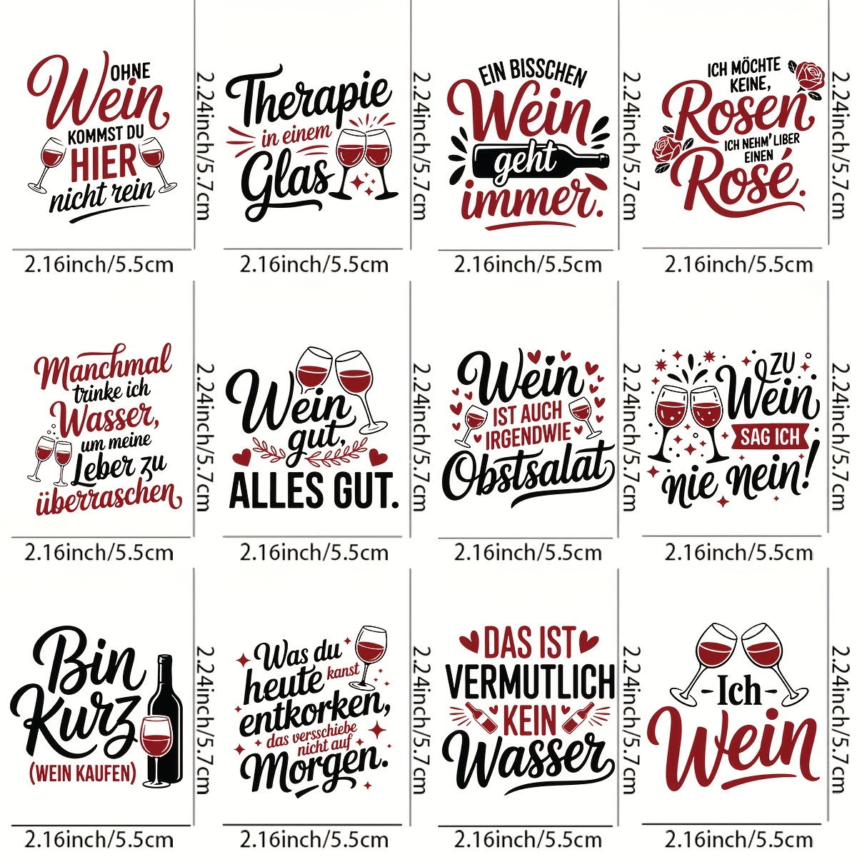 Image of Uv Dtf Cup Wrap & Transfer - 12pcs Funny Wine Quotes & Whisky Quotes 16oz Glass Cup Mugs, Bottles - Pvc Vinyl Patches With Phrases, Waterproof Rub On Transfers For Crafts & Vintage( Without Mugs)