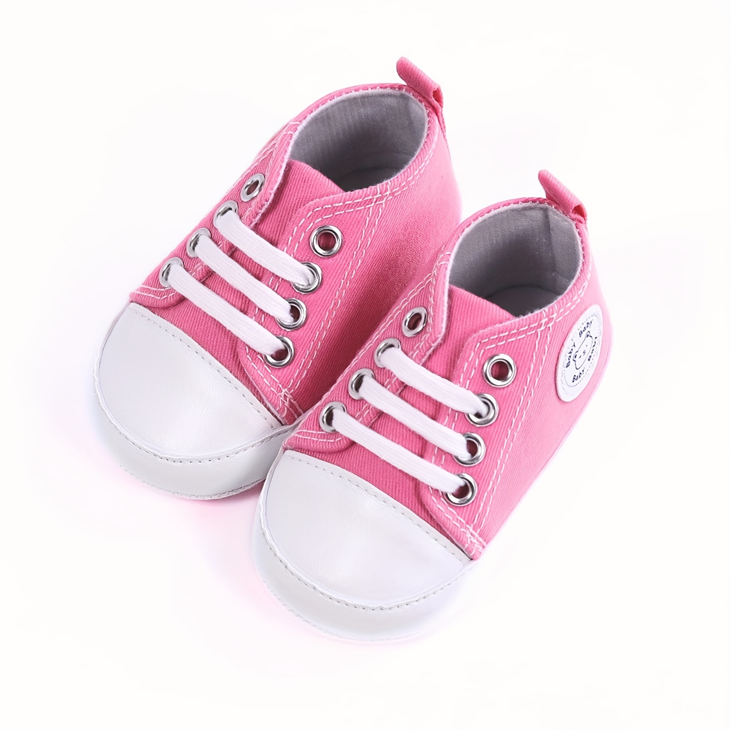 RABEISIR Baby ' Toddler Walking Shoes - Soft Canvas Sneakers with EVA Cushion, Adjustable Lace-Up Low-Top Design, 4-Color Options (White/Pink/Black/Red) for All-Season Casual & Party Wear, Party Toddler Sneakers | Classic Sneaker Design | EVA Cushioned Sole, Toddler Shoes, RABEISIR