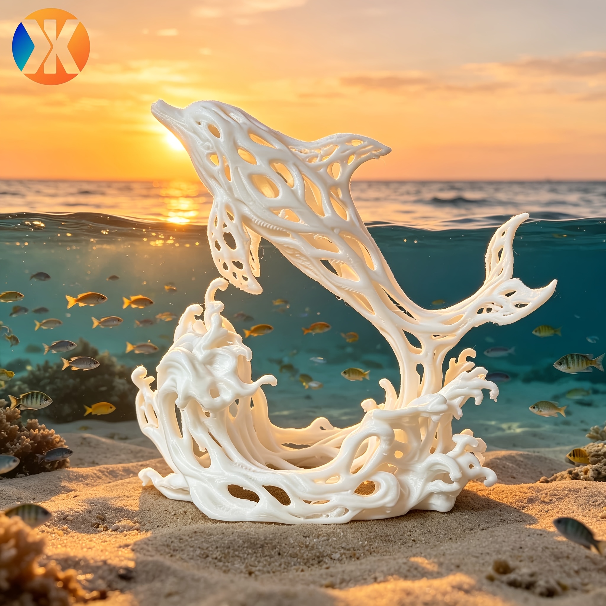TEMU Collectible Figurines Hollow Dolphin Wave Desktop Ornament Fresh Literary Craft Ornament Niche Creative Ambiance Decor Gift For Fresh Present